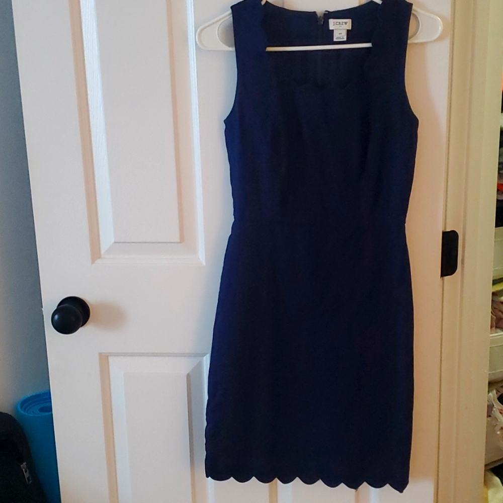 JCrew Navy Blue Scalloped Dress